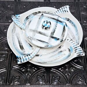 MCM Atomic California‎ Pottery 222 Chip and Dip Bowl Set